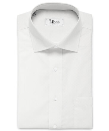 Cotton Fusion Men's Poly Cotton Self Design  Unstitched Wrinkle Free Shirting Fabric (White)