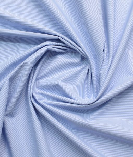 Ferricio Deitlo Men's Poly Cotton Striped  Unstitched Wrinkle Free Shirting Fabric (Sky Blue)