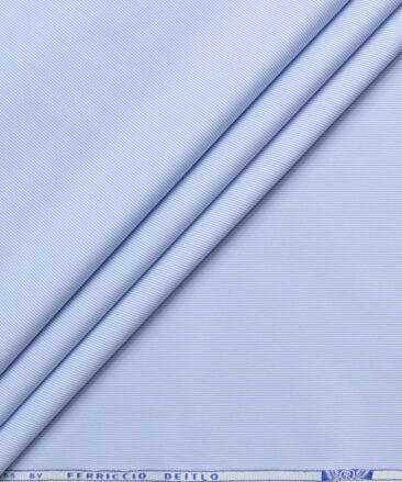 Ferricio Deitlo Men's Poly Cotton Striped  Unstitched Wrinkle Free Shirting Fabric (Sky Blue)