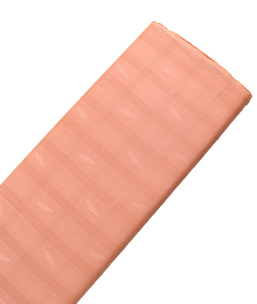 Cotton Fusion Men's Cotton Lawn Checks  Unstitched Kurta Fabric (Peach)