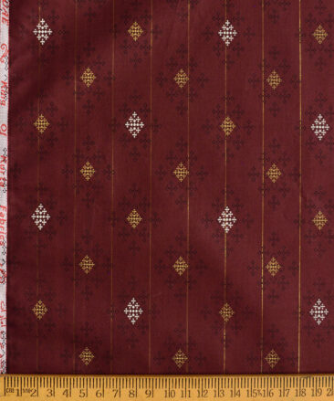 Navsari Men's Cotton Lawn Printed  Unstitched Kurta Fabric (Maroon)