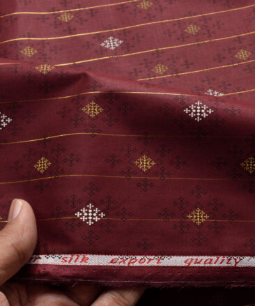 Navsari Men's Cotton Lawn Printed  Unstitched Kurta Fabric (Maroon)