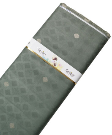 Solino Men's Cotton Lawn Self Design  Unstitched Kurta Fabric (Sage Green)