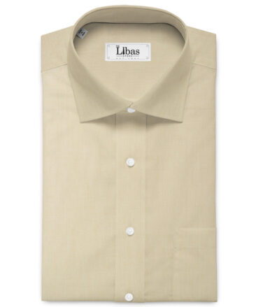 Almonti Men's Poly Cotton Solids  Unstitched Wrinkle Free Shirting Fabric (Beige)