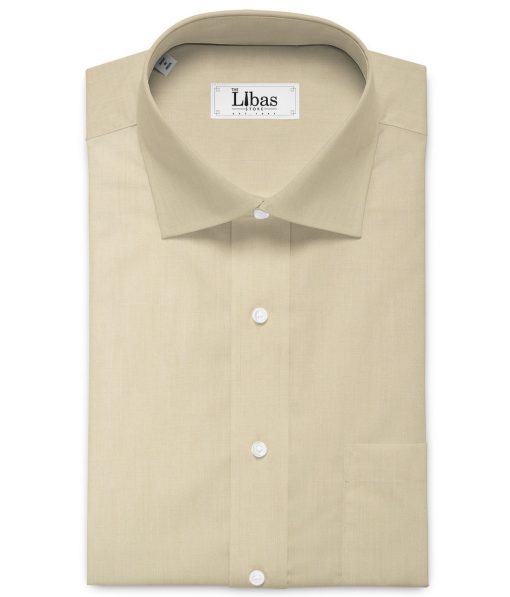 Almonti Men's Poly Cotton Solids  Unstitched Wrinkle Free Shirting Fabric (Beige)