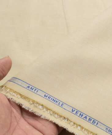 Almonti Men's Poly Cotton Solids  Unstitched Wrinkle Free Shirting Fabric (Beige)