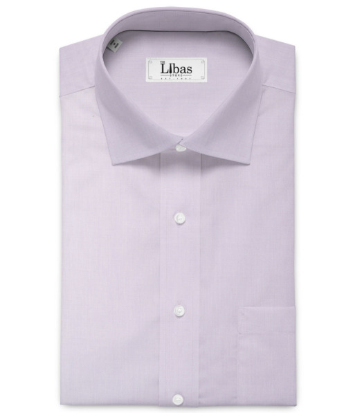 Almonti Men's Poly Cotton Solids  Unstitched Wrinkle Free Shirting Fabric (Light Purple)