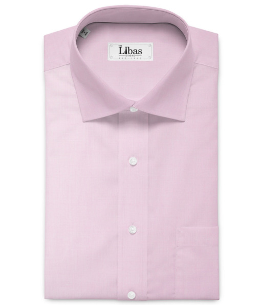 Almonti Men's Poly Cotton Solids  Unstitched Wrinkle Free Shirting Fabric (Pink)