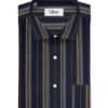 Nemesis Men's  Giza Cotton Striped  Unstitched Shirting Fabric (Dark Blue)