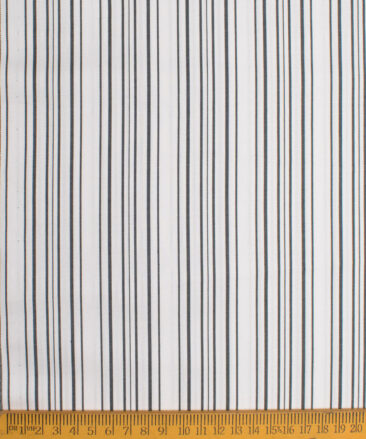 Nemesis Men's  Giza Cotton Striped  Unstitched Shirting Fabric (White)