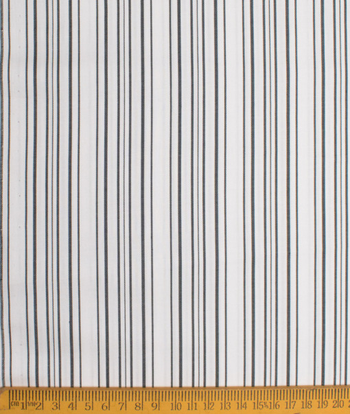 Nemesis Men's  Giza Cotton Striped  Unstitched Shirting Fabric (White)