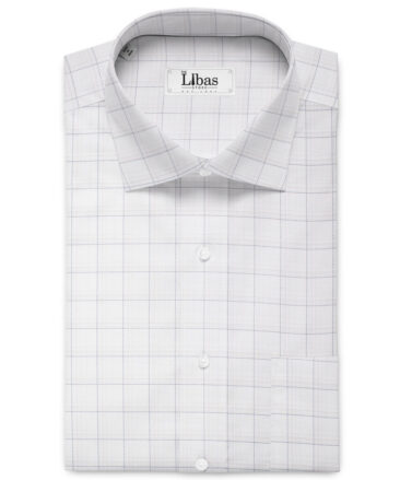 Siyaram's Men's  Poly Cotton Checks  Unstitched Shirting Fabric (White)