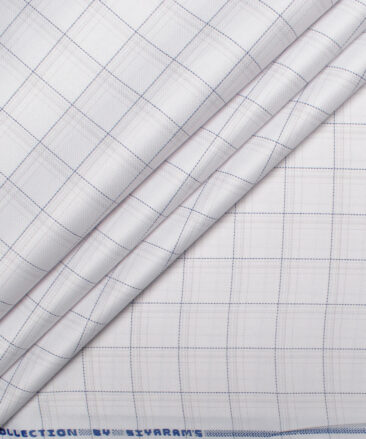 Siyaram's Men's  Poly Cotton Checks  Unstitched Shirting Fabric (White)