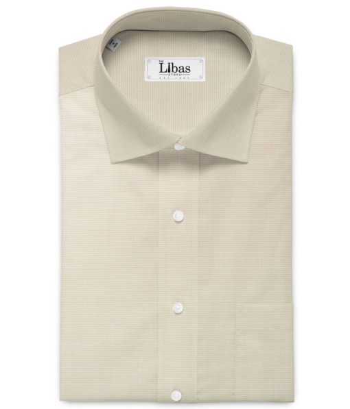 Siyaram's Men's Poly Cotton Striped  Unstitched Wrinkle Free Shirting Fabric (Beige)