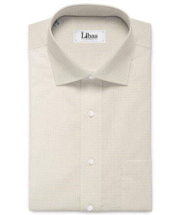 Siyaram's Men's Poly Cotton Self Design  Unstitched Wrinkle Free Shirting Fabric (White & Beige)