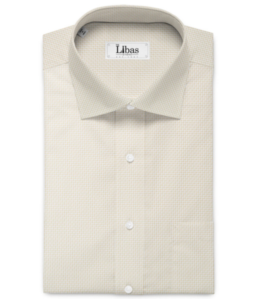 Siyaram's Men's Poly Cotton Self Design  Unstitched Wrinkle Free Shirting Fabric (White & Beige)