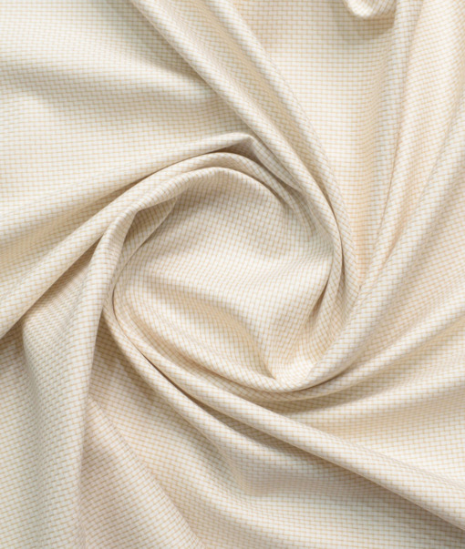 Siyaram's Men's Poly Cotton Self Design  Unstitched Wrinkle Free Shirting Fabric (White & Beige)