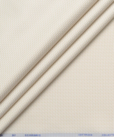 Siyaram's Men's Poly Cotton Self Design  Unstitched Wrinkle Free Shirting Fabric (White & Beige)