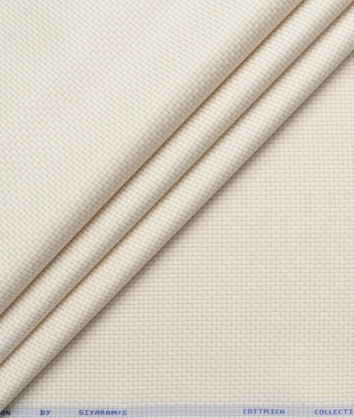 Siyaram's Men's Poly Cotton Self Design  Unstitched Wrinkle Free Shirting Fabric (White & Beige)