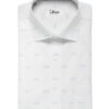 Siyaram's Men's Poly Cotton Self Design  Unstitched Wrinkle Free Shirting Fabric (White & Blue)