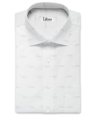 Siyaram's Men's Poly Cotton Self Design  Unstitched Wrinkle Free Shirting Fabric (White & Grey)