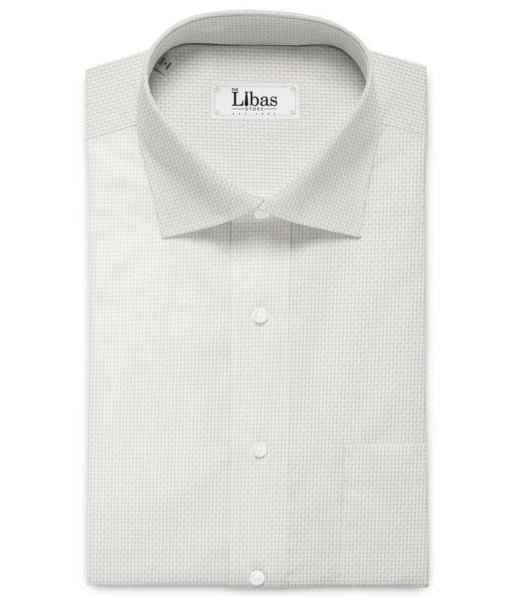 Siyaram's Men's Poly Cotton Self Design  Unstitched Wrinkle Free Shirting Fabric (White & Grey)