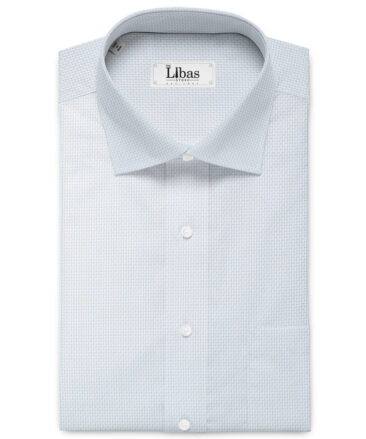 Siyaram's Men's Poly Cotton Self Design  Unstitched Wrinkle Free Shirting Fabric (White & Sky Blue)