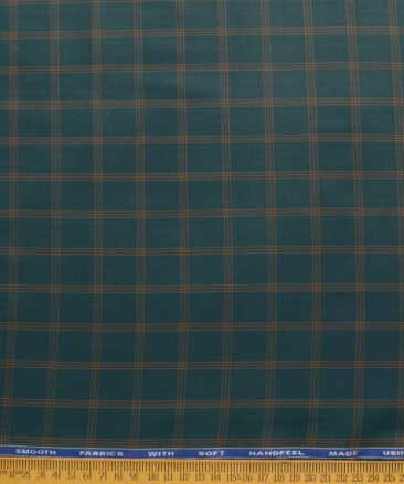 Siyaram's Men's Poly Cotton Checks  Unstitched Wrinkle Free Shirting Fabric (Dark Pine Green)