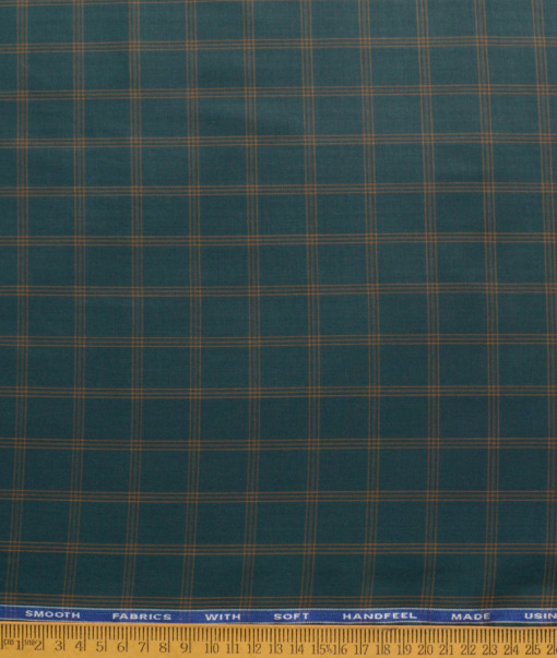 Siyaram's Men's Poly Cotton Checks  Unstitched Wrinkle Free Shirting Fabric (Dark Pine Green)