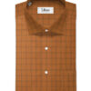 Siyaram's Men's Poly Cotton Checks  Unstitched Wrinkle Free Shirting Fabric (Ginger Orange)