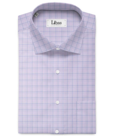 Siyaram's Men's Poly Cotton Checks  Unstitched Wrinkle Free Shirting Fabric (Light Purple)