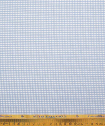 Soktas Men's  Giza Cotton Checks  Unstitched Shirting Fabric (Sky Blue)