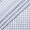 Soktas Men's  Giza Cotton Checks  Unstitched Shirting Fabric (White & Sky Blue)