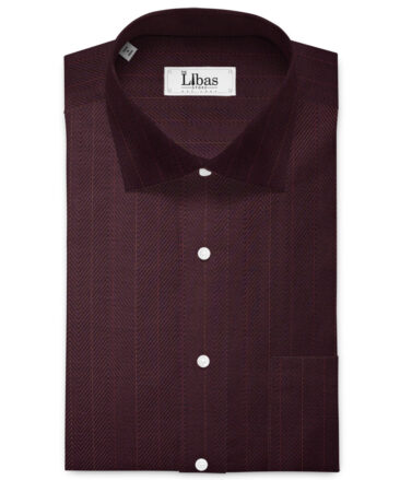 Soktas Men's  Giza Cotton Striped  Unstitched Shirting Fabric (Dark WIne)