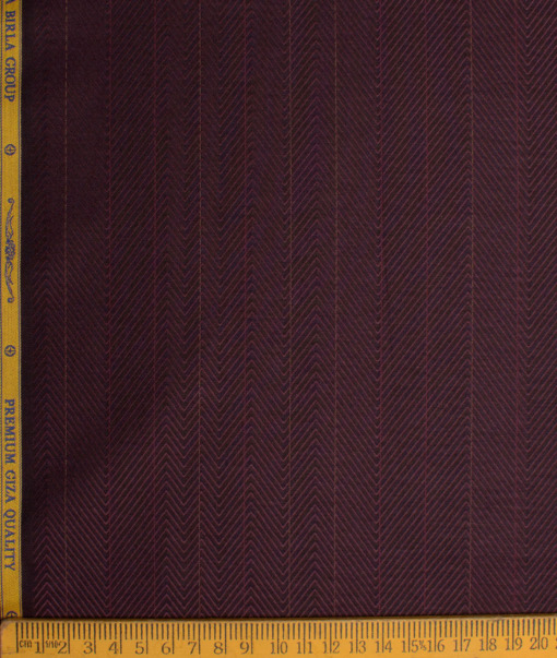 Soktas Men's  Giza Cotton Striped  Unstitched Shirting Fabric (Dark WIne)