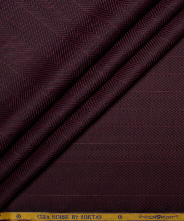 Soktas Men's  Giza Cotton Striped  Unstitched Shirting Fabric (Dark WIne)