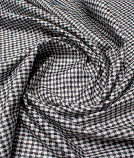 Soktas Men's 100/2 Giza Cotton Checks  Unstitched Shirting Fabric (White & Black)