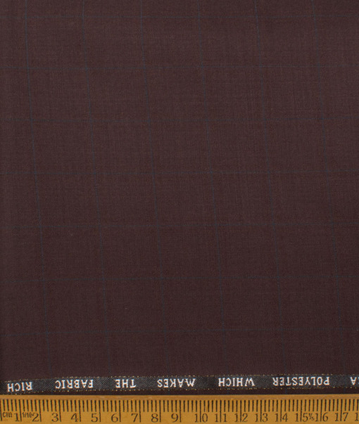 J.Hampstead Men's 50% Wool Super 130's Checks Unstitched Trouser Fabric (Dark Wine) - Image 2