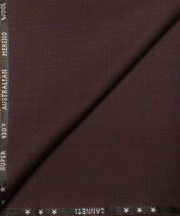 J.Hampstead Men's 50% Wool Super 130's Checks Unstitched Trouser Fabric (Dark Wine)