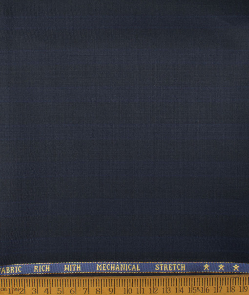 J.Hampstead Men's 60% Wool Super 140's Striped Unstitched Trouser Fabric (Dark Blue) - Image 2