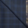 J.Hampstead Men's 60% Wool Super 140's Checks Unstitched Trouser Fabric (Dark Blue base with Royal Blue Checks)