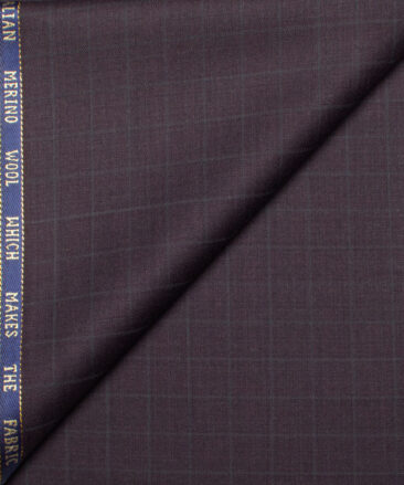 J.Hampstead Men's 60% Wool Super 140's Checks Unstitched Trouser Fabric (Dark Wine)