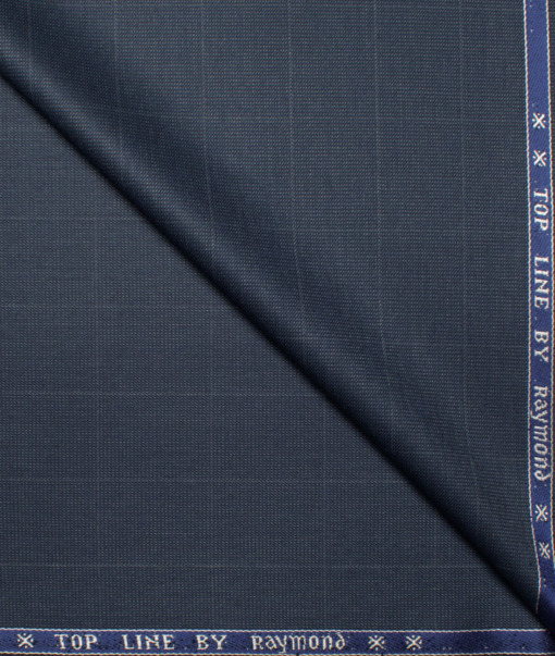 Raymond Men's Polyester Viscose  Checks  Unstitched Suiting Fabric (Dark Blue)