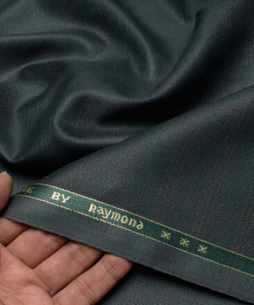 Raymond Men's Polyester Viscose  Checks  Unstitched Suiting Fabric (Dark Pine Green)