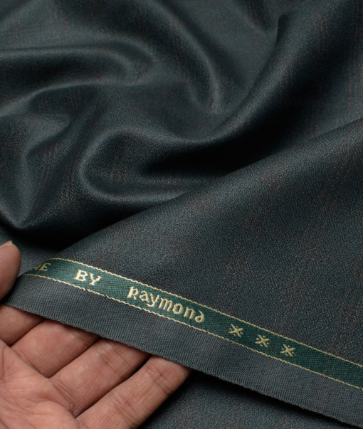 Raymond Men's Polyester Viscose  Checks  Unstitched Suiting Fabric (Dark Pine Green)