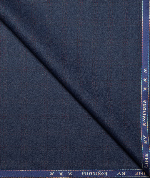 Raymond Men's Polyester Viscose  Checks  Unstitched Suiting Fabric (Dark Royal Blue)