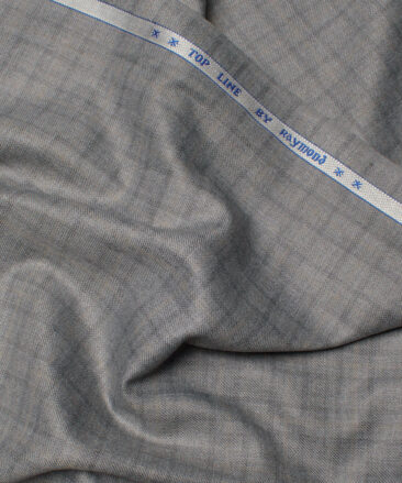 Raymond Men's Polyester Viscose  Checks  Unstitched Suiting Fabric (Light Grey)