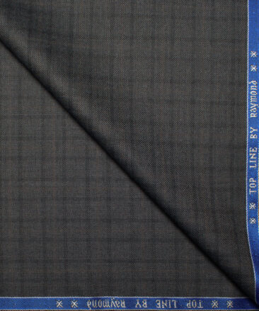 Raymond Men's Polyester Viscose  Checks  Unstitched Suiting Fabric (Dark Grey)