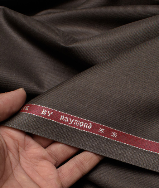 Raymond Men's Polyester Viscose  Solids  Unstitched Suiting Fabric (Dark Brown)