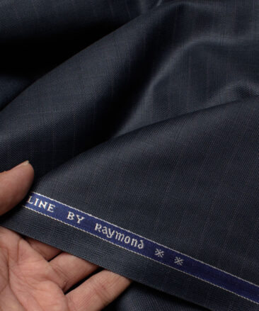 Raymond Men's Polyester Viscose  Checks  Unstitched Suiting Fabric (Dark Navy Blue)